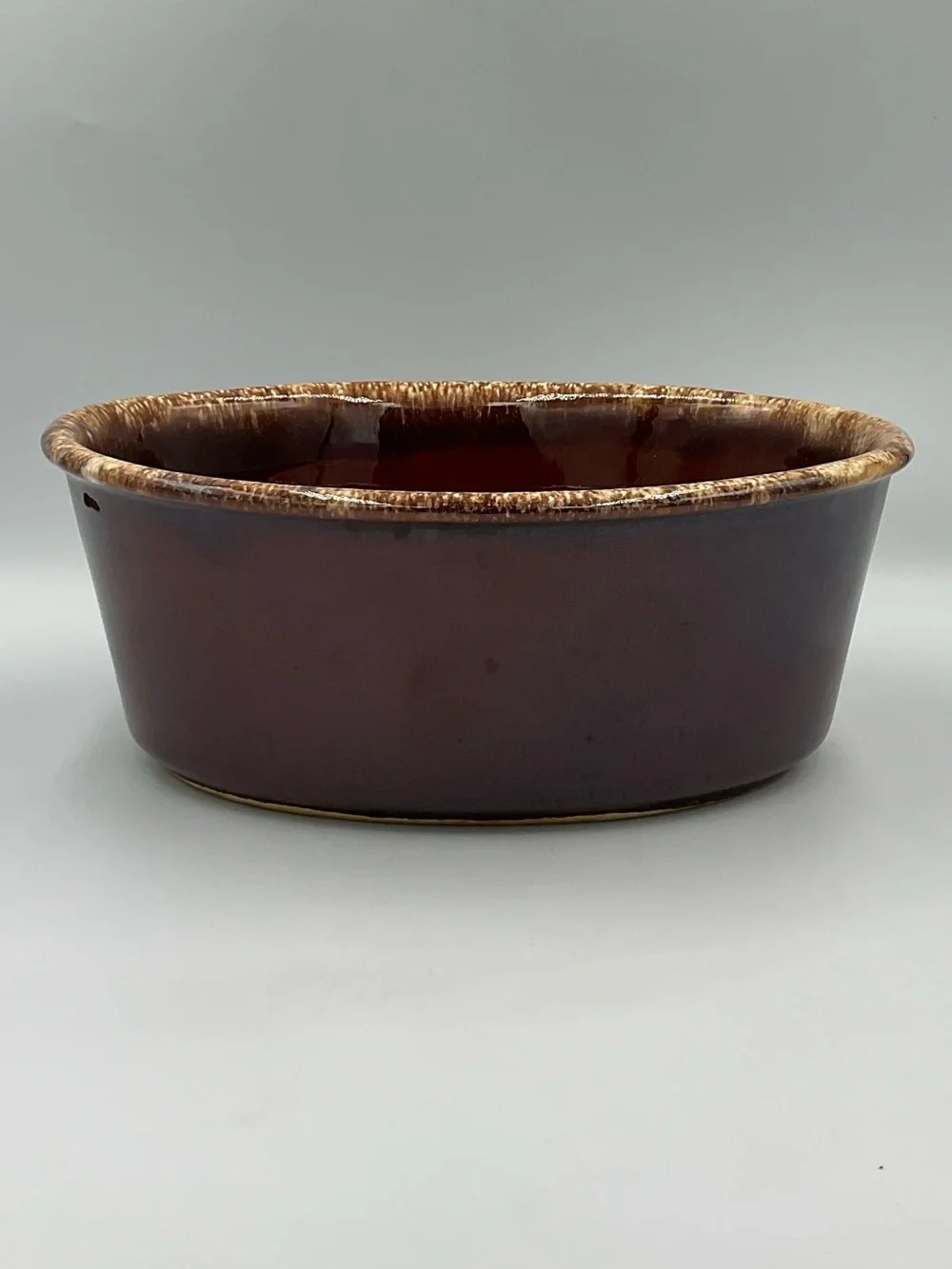 Vintage Hull Brown Drip House & Garden Mirror Brown Oval Glazed 2qt Baking Dish